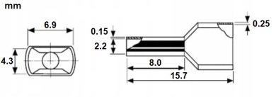 Tub de capăt izolat 2x1.5mmp, cupru, negru 100 buc